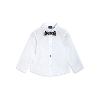 Boys White Printed with Bow Long Sleeve Shirt